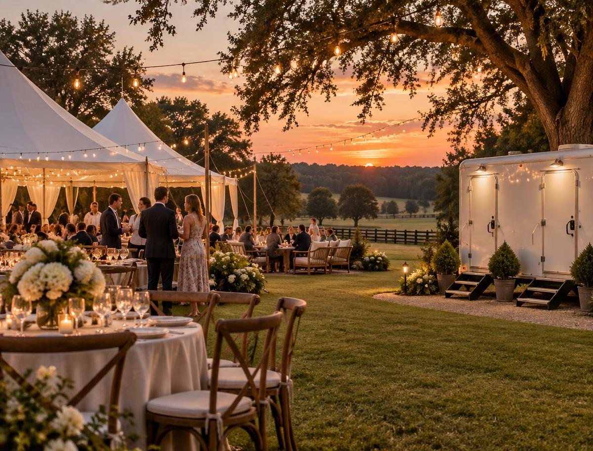 Outdoor event venue prepared for guests